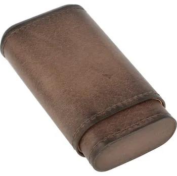 Humidor Pouzdro na 3 doutníky Angelo, tm. hnědá kůže, 11cm