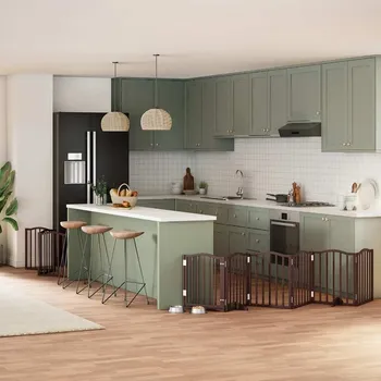 přepravka pro zvíře zahrada-XL Zábrana pro psy s dvířky skládací 9 panelů hnědá 450 cm topol 3155603