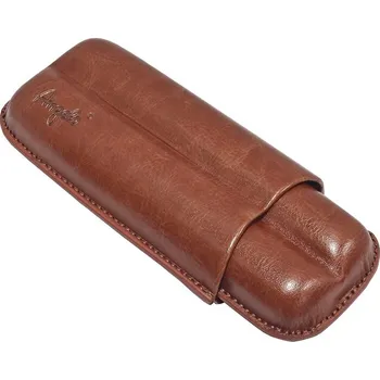 Pouzdro na 2 doutníky Etue Angelo, hnědé, koženka, 160mm