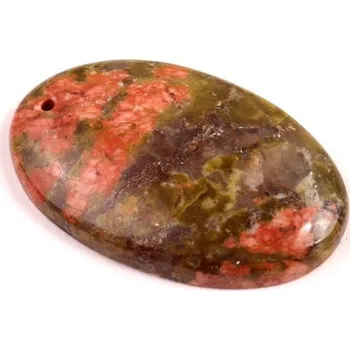 Přírodní kámen Vrtaný kabošon Unakit č.V125 (31x19x5mm)