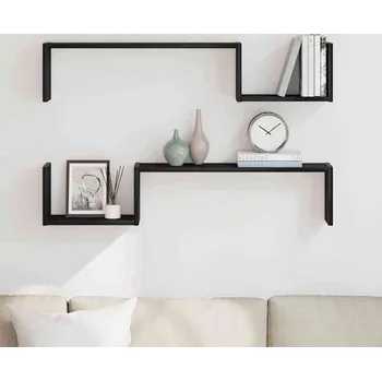 police vidaXL Nástěnná polička s policí 2 pcs Černý dub 100 x 15 x 20 cm [862655]