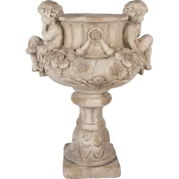 Květináč Béžový antik květináč v barokním stylu Baroque s andílky - 40*32*55 cm