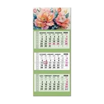 Kalendář Kalendarz 2026 trójdzielny LUX gł. wypukła Kwiaty