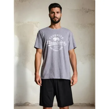 Pánská móda Sinsay - Bavlněná dvoudílná pyžama s potiskem - vícebarevná - 644EL-MLC - 644EL-MLC-L