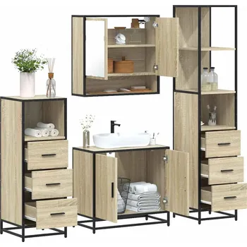 Toaletní stolek zahrada-XL 4dílný set koupelnového nábytku dub sonoma kompozitní dřevo 3301276