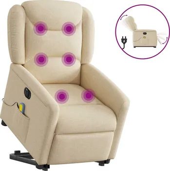 Křeslo zahrada-XL Elektrické zvedací masážní polohovací křeslo krémové textil 3303232