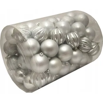 Vánoční dekorace Vánoční Baňky nerozbitné Stříbrné 8cm | Tuba 60ks