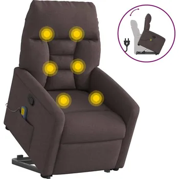 Křeslo zahrada-XL Zvedací masážní polohovací křeslo tmavě hnědé textil 3303047