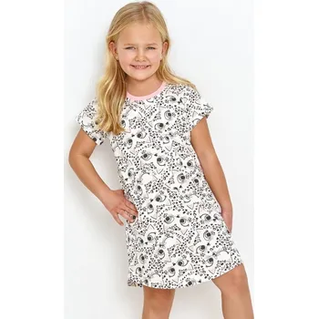 Dámská noční košile Dívčí košilka Lexi bílá s kočkami - 104