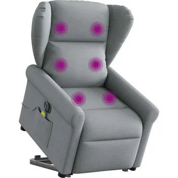Křeslo zahrada-XL Elektrické zvedací masážní polohovací křeslo světle šedé textil 3303404
