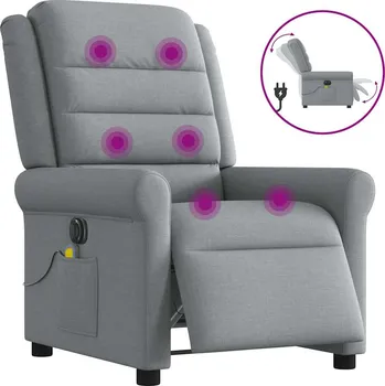 Křeslo zahrada-XL Elektrické masážní polohovací křeslo světle šedé textil 3303304