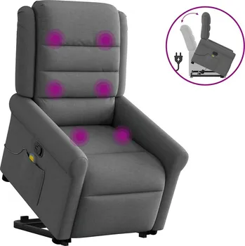 Křeslo zahrada-XL Zvedací masážní polohovací křeslo tmavě šedé textil 3303325