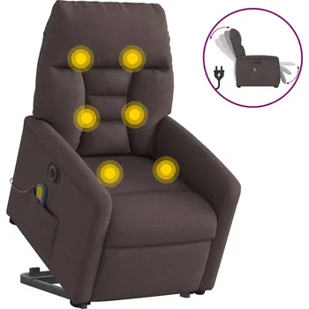 Křeslo zahrada-XL Elektrické zvedací masážní polohovací křeslo tmavě hnědé textil 3303067