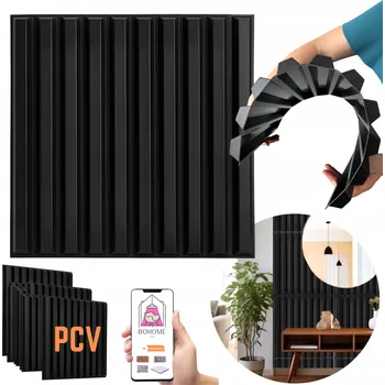 Obraz Dekorativní panel černá lamela 3D plastový kazeton PVC polomatný nástěnný