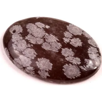 Přírodní kámen Vrtaný kabošon Vločkový Obsidián č.V134 (31x20x5mm)