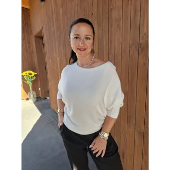 Dámský svetr Krátký svetřík netopýr bílý Velikost: UNI: XS - L