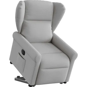 Křeslo zahrada-XL Elektrické zvedací polohovací křeslo obláčkově šedé textil 3303403