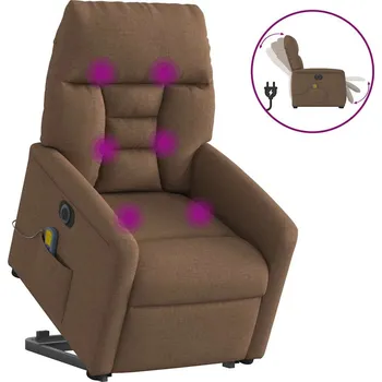 Křeslo zahrada-XL Elektrické zvedací masážní polohovací křeslo hnědé textil 3303066