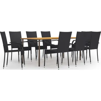 9dílný zahradní jídelní set polyratan černý IM_3072505