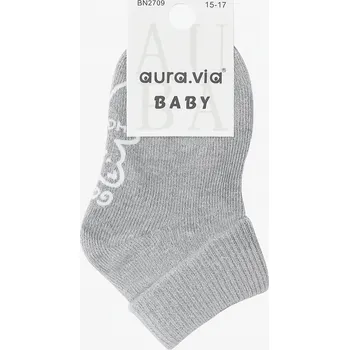 Capáčky aura.via Protiskluzové ponožky pro kojence – šedé Velikost dle EU (délka v cm): 21-23 (14-16 cm)