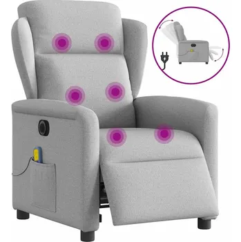 Křeslo zahrada-XL Elektrické masážní polohovací křeslo obláčkově šedé textil 3303133