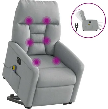 Křeslo zahrada-XL Elektrické zvedací masážní polohovací křeslo světle šedé textil 3303062