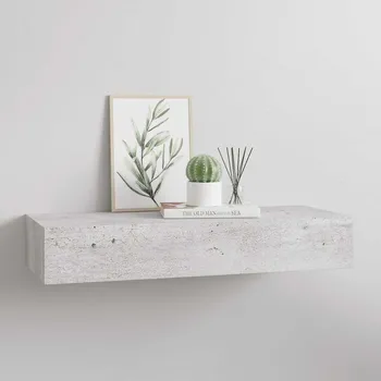 police zahrada-XL Nástěnná police se zásuvkou betonově šedá 60 x 23,5 x 10 cm MDF 330265