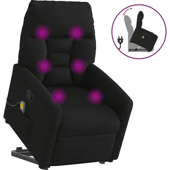 Křeslo zahrada-XL Zvedací masážní polohovací křeslo černé tkanina z mikrovlákna 3303097