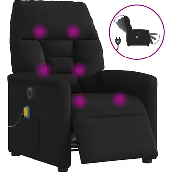 Křeslo zahrada-XL Elektrické masážní polohovací křeslo černé látka z mikrovlákna 3303083