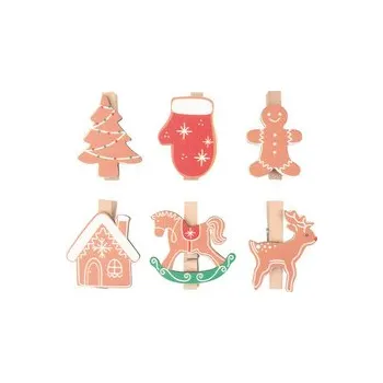 Vánoce Kolíček vánoční 4cm, 6ks mix