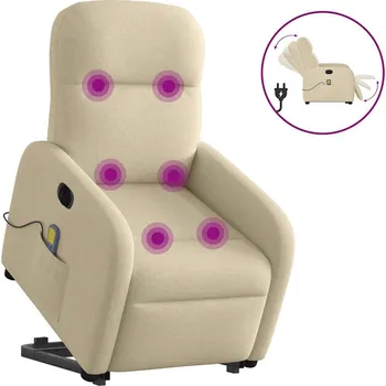 Křeslo zahrada-XL Elektrické zvedací masážní polohovací křeslo krémové textil 3303010