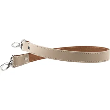 Pro Háčkování Sada kožený popruh prošívaný 58 cm š. 2,5 cm krémový s karabinou nikl