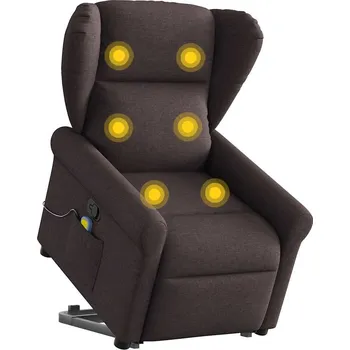 Křeslo zahrada-XL Zvedací masážní polohovací křeslo tmavě hnědé textil 3303389