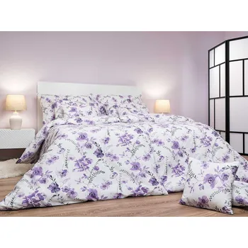Povlečení DADKA VRACOV Povlečení krep Kvítí fialové na bílém 140x200, 70x90 cm Varianta: Povlečení krep Kvítí fialové na bílém 240x200, 2x70x90 cm, Značka: Dadka
