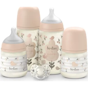 Kojenecká láhev Suavinex Premium novorozenecký set Birdies Suavinex Růžový