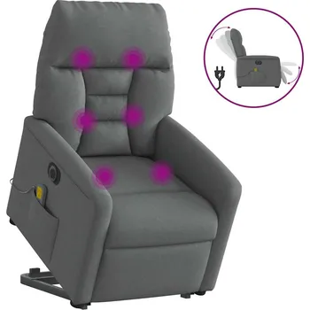 Křeslo zahrada-XL Elektrické zvedací masážní polohovací křeslo tmavě šedé textil 3303063
