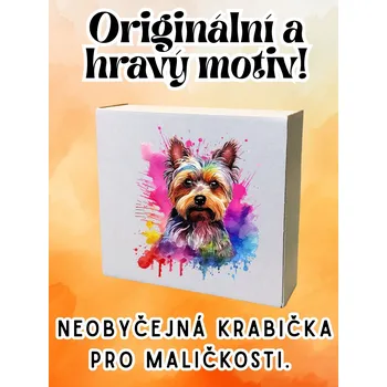 Krabička na výslužku krabička s potiskem Krabička, s potiskem, PES YORKSHIRE v barvách, 17,3x16x5,3 cm, 1 ks