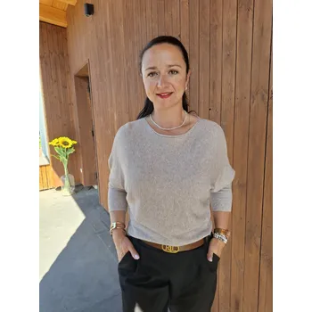 Dámský svetr Krátký svetřík netopýr béžový Velikost: UNI: XS - L