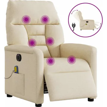 Křeslo zahrada-XL Elektrické masážní polohovací křeslo krémové textil 3303030