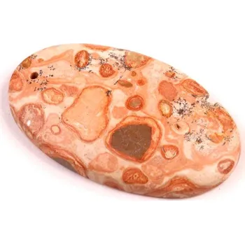 Přírodní kámen Vrtaný kabošon Leopardit č.V145 (36x22x5mm)