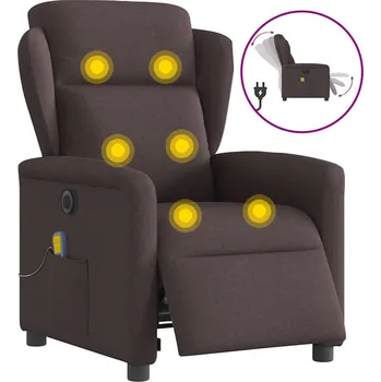 Křeslo zahrada-XL Elektrické masážní polohovací křeslo tmavě hnědé textil 3303129