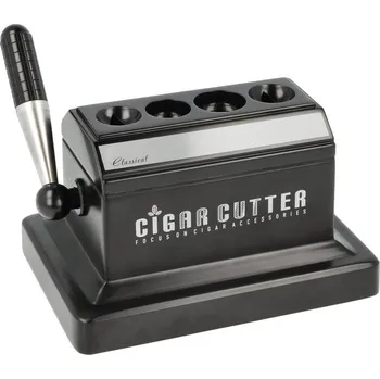 Humidor Doutníkový ořezávač Angelo stolní V-Cut/S-Cut, black/silver, 16 a 20mm