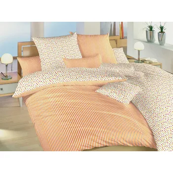 Povlečení DADKA VRACOV Povlečení bavlna Květinky oranžové/Proužky 140x200, 70x90 cm Varianta: Povlečení bavlna Květinky oranžové/Proužky 140x200, 70x90 cm, Značka: Dadka