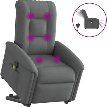 Křeslo zahrada-XL Elektrické zvedací masážní polohovací křeslo tmavě šedé textil 3303285