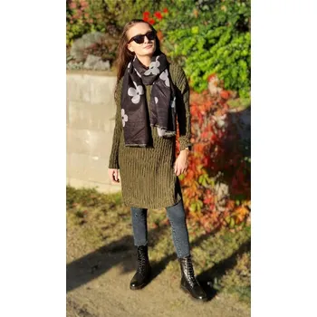 Šála Dámská šála s květinami černá