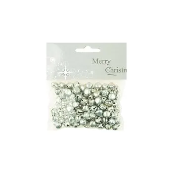 Vánoce Dekorace vánoční - rolničky stříbrné 1cm, 50ks