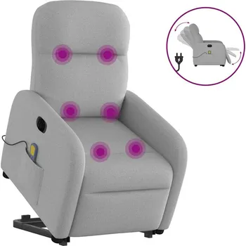 Křeslo zahrada-XL Elektrické zvedací masážní polohovací křeslo obláčkově šedé 3303011