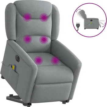 Křeslo zahrada-XL Elektrické zvedací masážní polohovací křeslo světle šedé textil 3303224