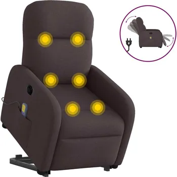 Křeslo zahrada-XL Elektrické zvedací masážní polohovací křeslo tmavě hnědé textil 3303007