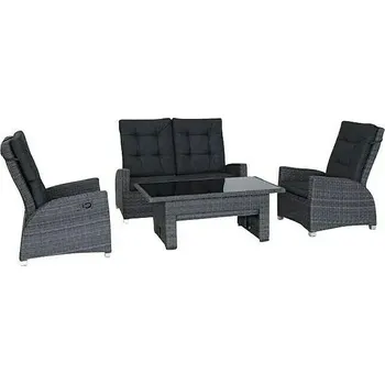 Zahradní sestava Sunfun Malaga Set lounge nábytku XL, 4 díly, polyratan, kov, sklo, antracit 14503